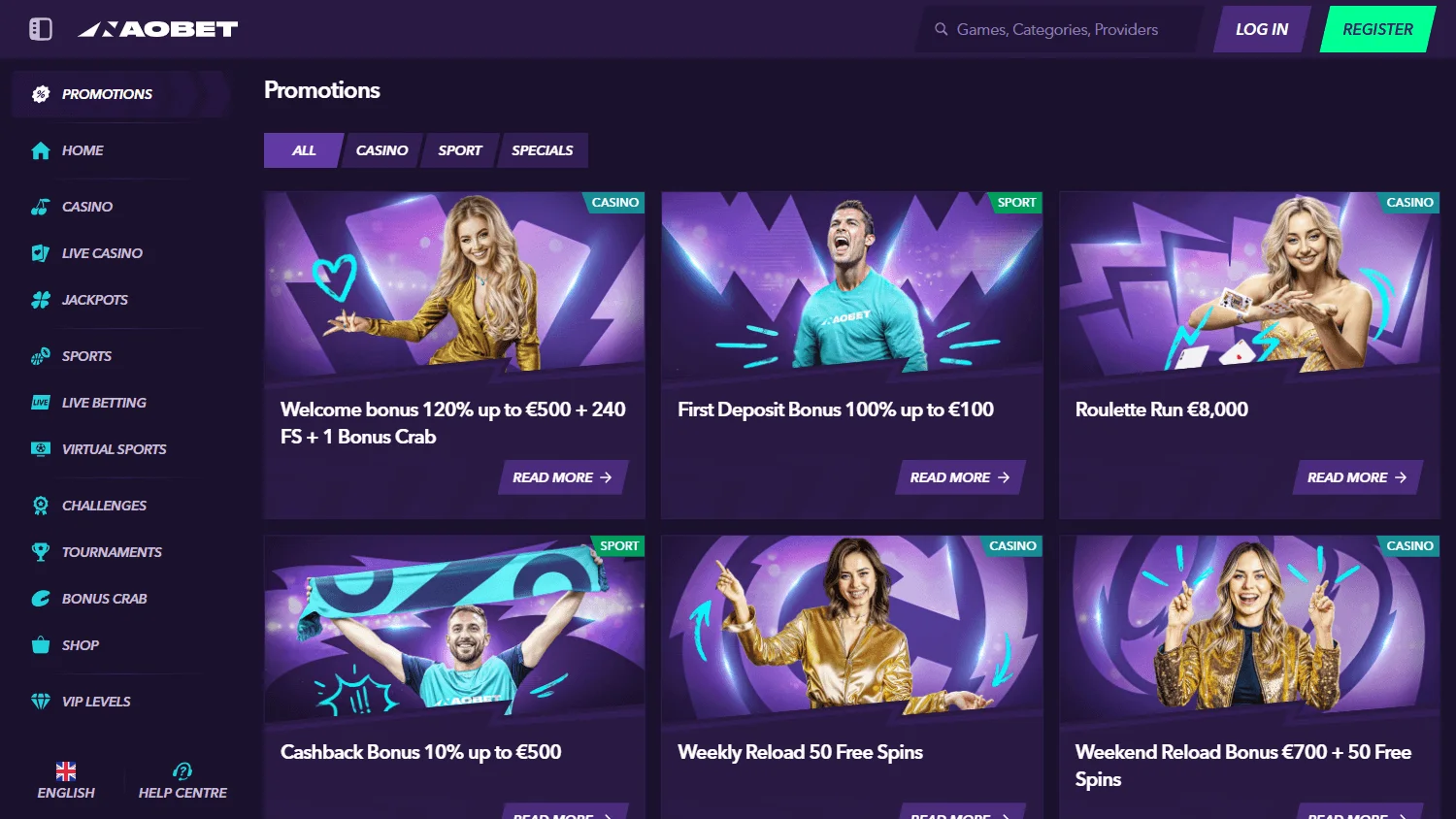 Naobet Casino promotions page on desktop