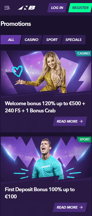 Naobet Casino promotions page on a mobile phone